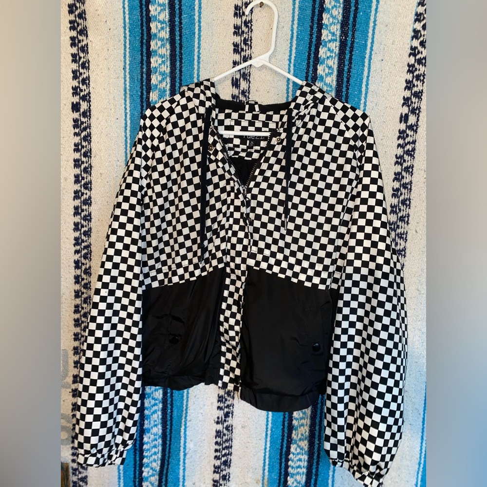 Route 21 black and white checkered windbreaker
